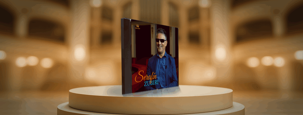 Retrato de Serafín Zubiri, cantante español, con fondo artístico. Imagen promocional del sencillo “Lo Imposible” (2025).